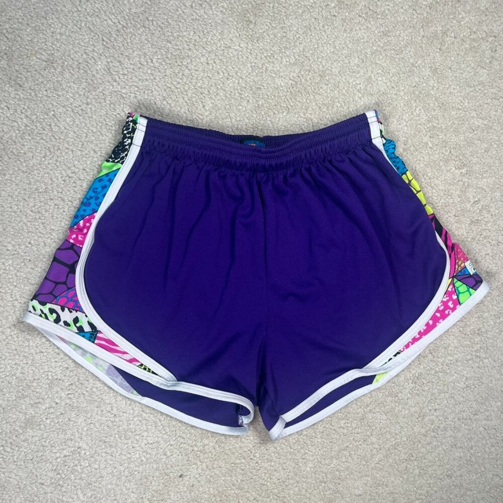 Fit 2 Win Purple Athletic Shorts Neon Trim Size XL